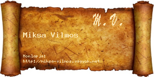 Miksa Vilmos névjegykártya